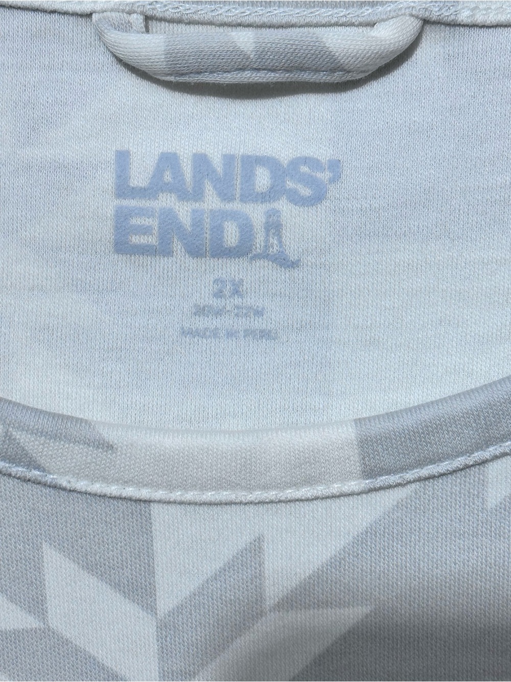 LANDS’ END Geometric Short-Sleeve Nightgown 2X 26” P2P Gray/Off White NWOT - Picture 3 of 12